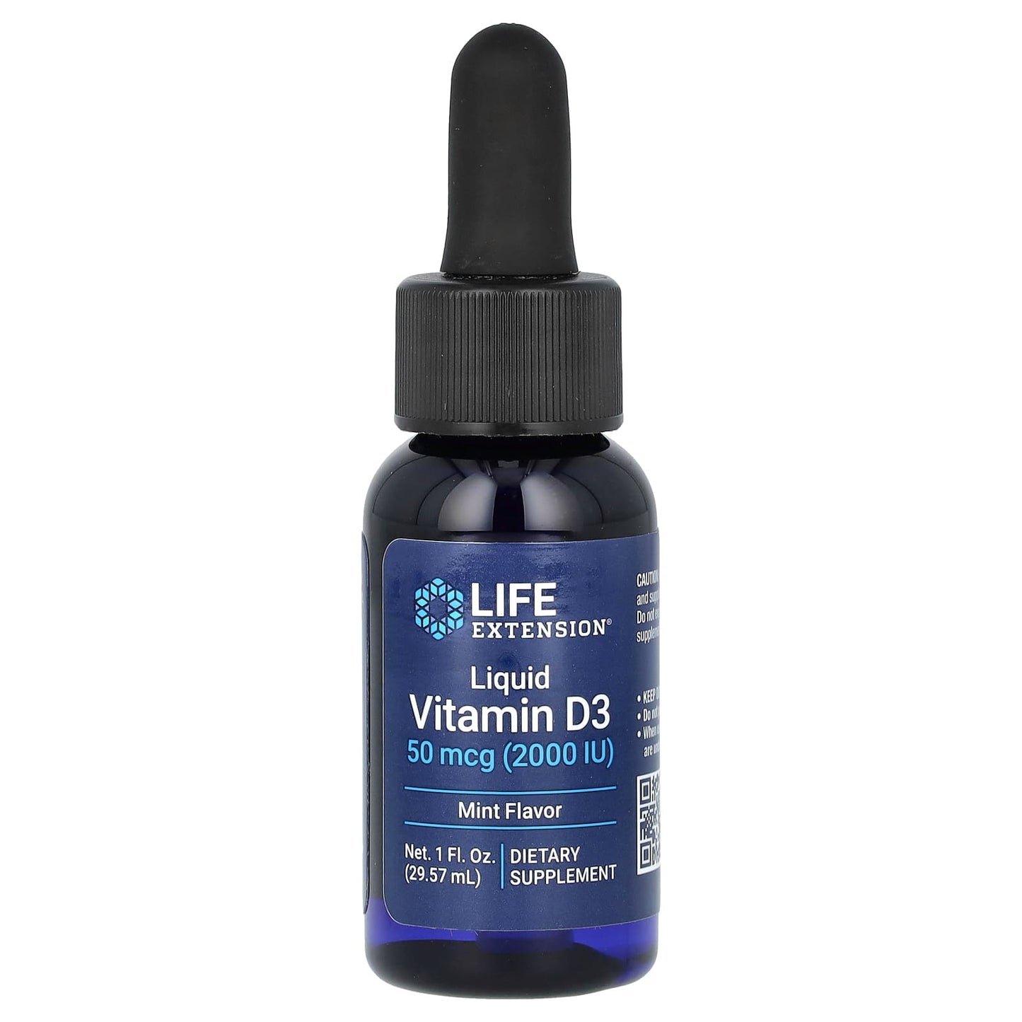 Life Extension, Liquid Vitamin D3, Mint, 50 mcg (2,000 IU), 1 fl oz (29.57 ml) - Image 1