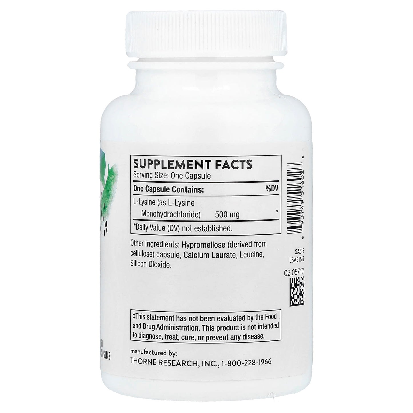 Thorne, Lysine, 500 mg, 60 Capsules - Image 2