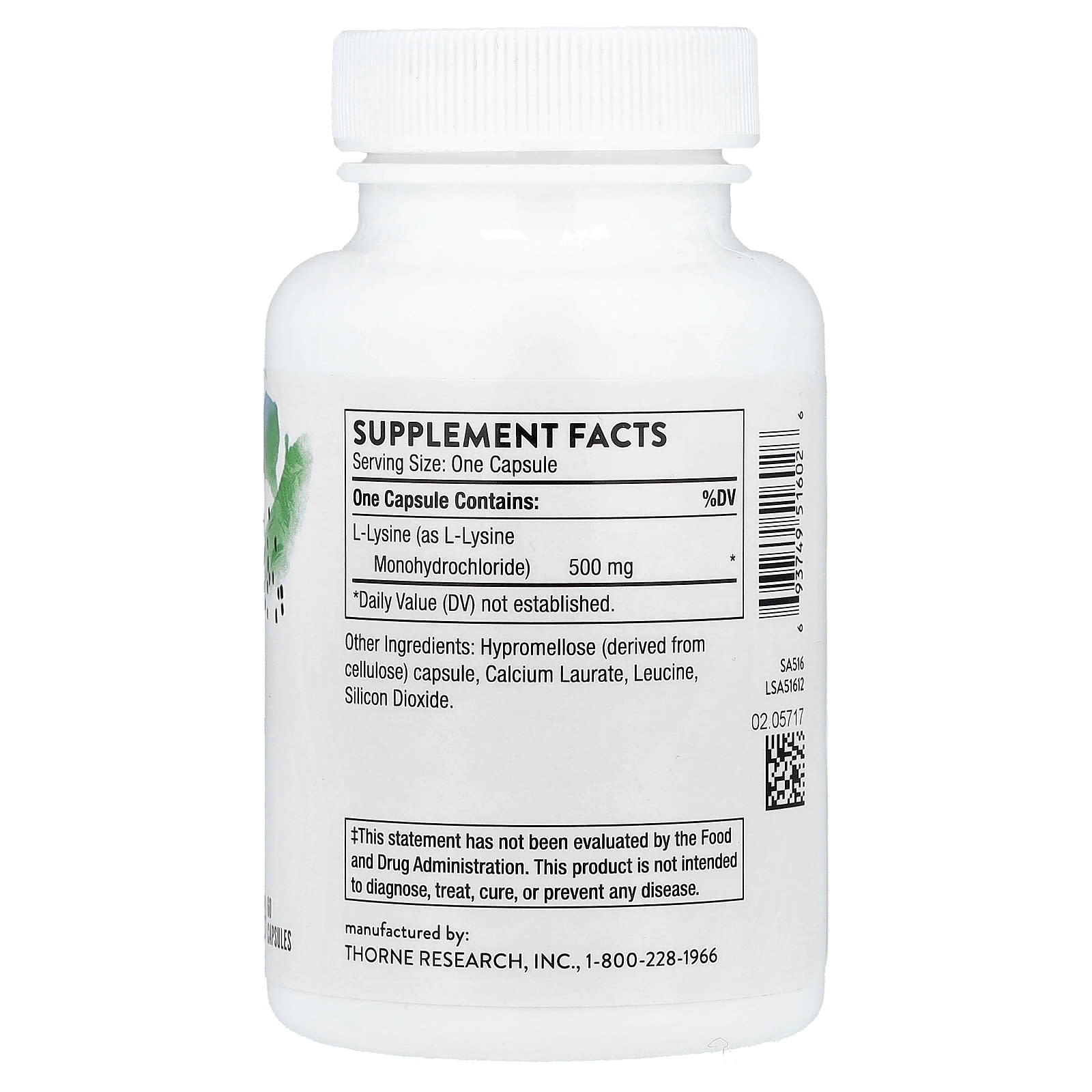 Thorne, Lysine, 500 mg, 60 Capsules - Image 2
