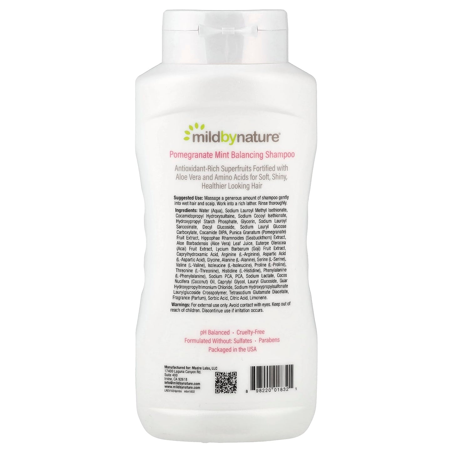 Pomegranate Mint Balancing Shampoo for Soft, Shiny Hair - Mild By Nature - Image 2