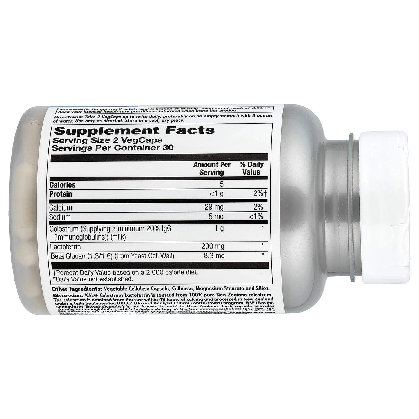 KAL Colostrum Lactoferrin 200mg, 60 VegCaps - Immune Support Supplement - Image 2
