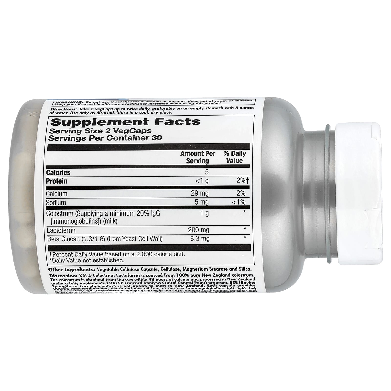 KAL Colostrum Lactoferrin 200mg, 60 VegCaps - Immune Support Supplement - Image 2