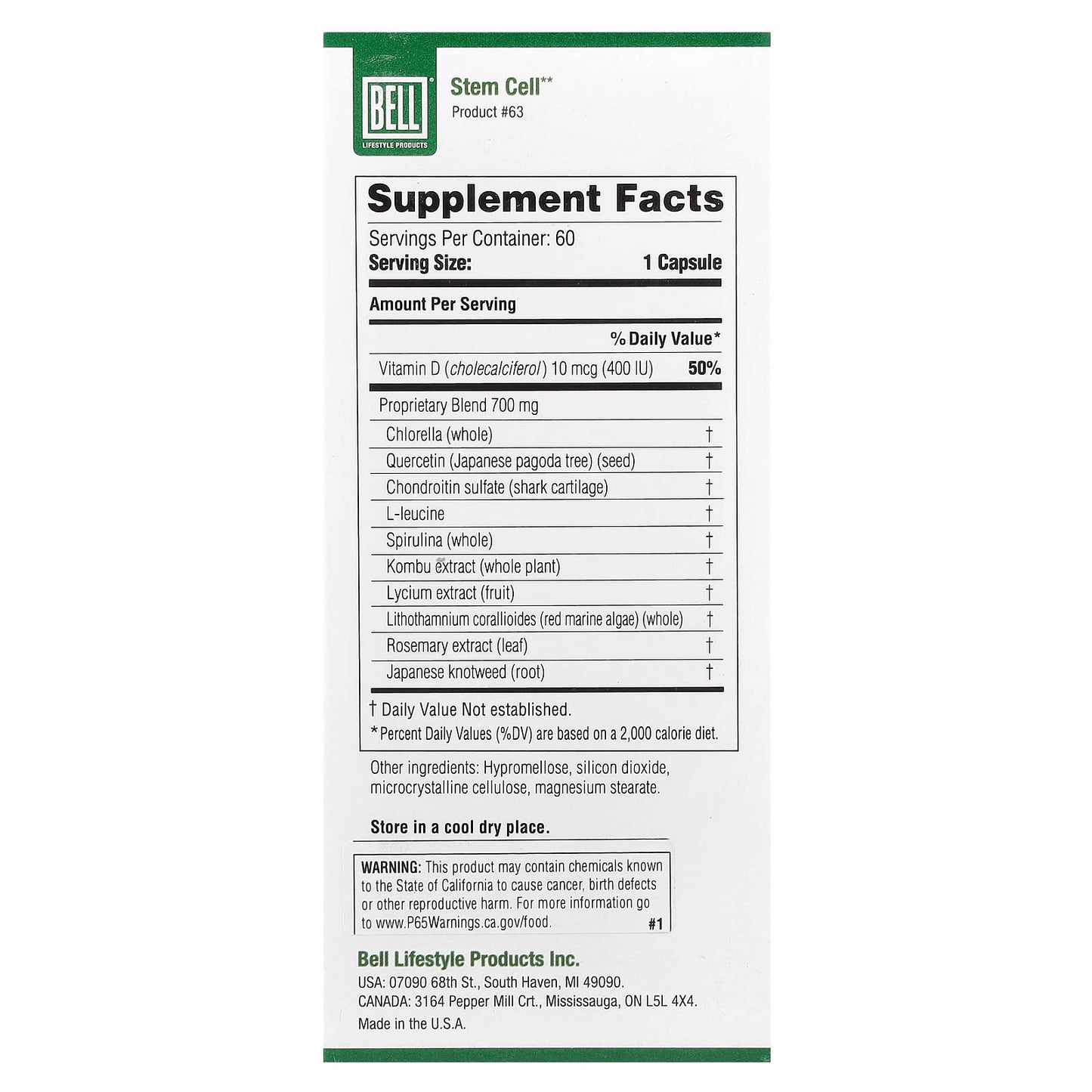 Bell Lifestyle Stem Cell Support Supplement, 60 Veggie Capsules - Image 2