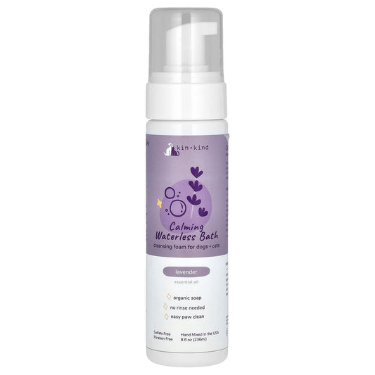 Kin+Kind, Calming Waterless Bath, Cleansing Foam For Dogs + Cats, Lavender, 8 fl oz (236 ml) - Image 1