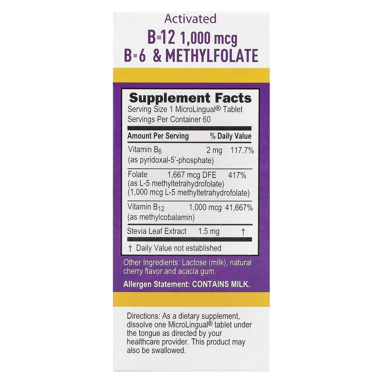 Superior Source, Activated B-12, Methylcobalamin, B-6 (P-5-P) & Methylfolate, 60 MicroLingual® Instant Dissolve Tablets - Image 2