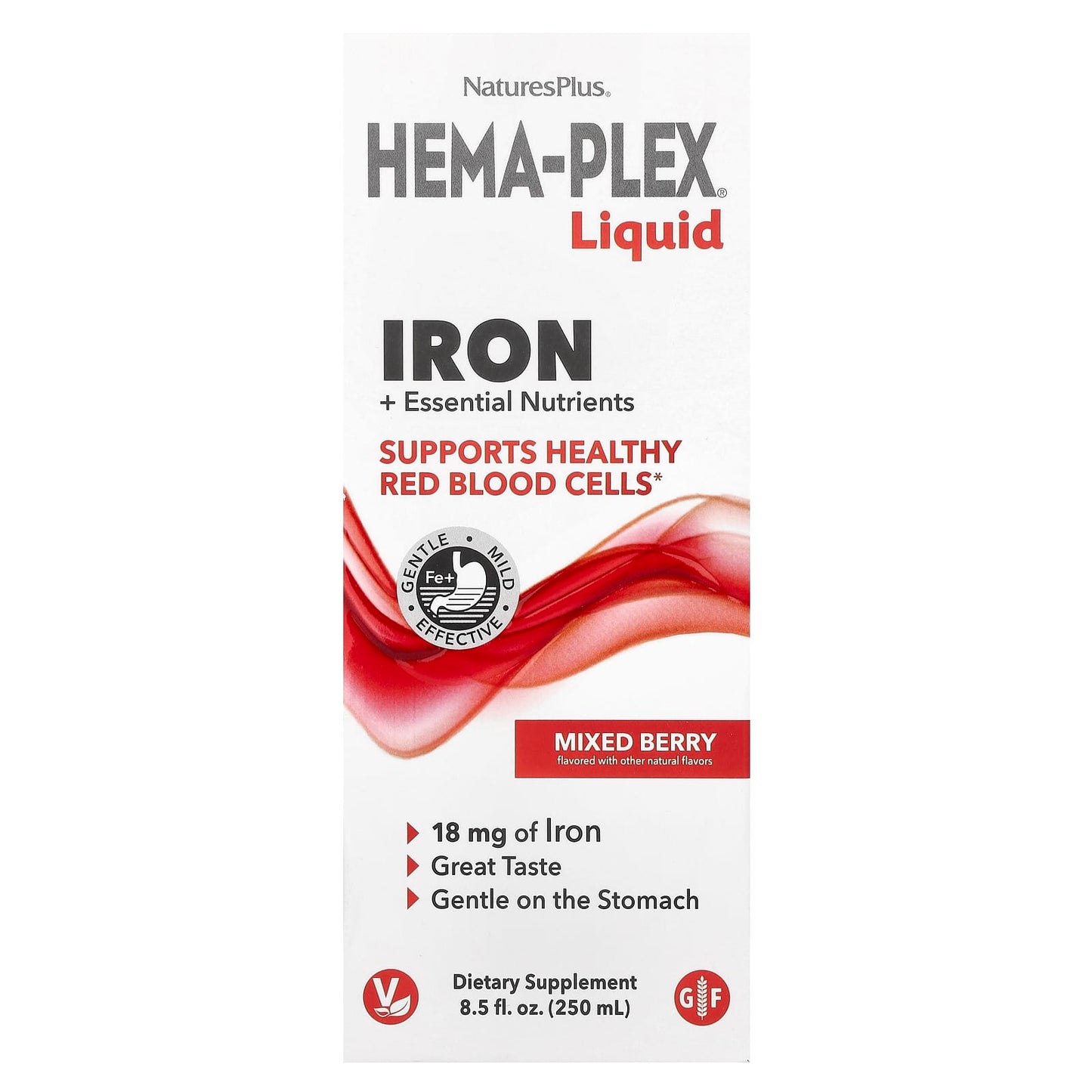 NaturesPlus, Hema-Plex® Liquid, Iron + Essential Nutrients, Mixed Berry, 8.5 fl oz (250 ml) - Image 1