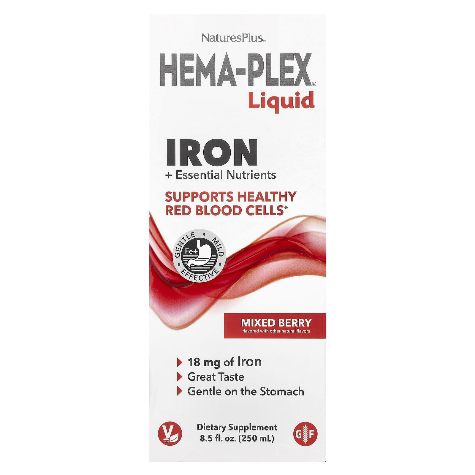 NaturesPlus, Hema-Plex® Liquid, Iron + Essential Nutrients, Mixed Berry, 8.5 fl oz (250 ml) - Image 1