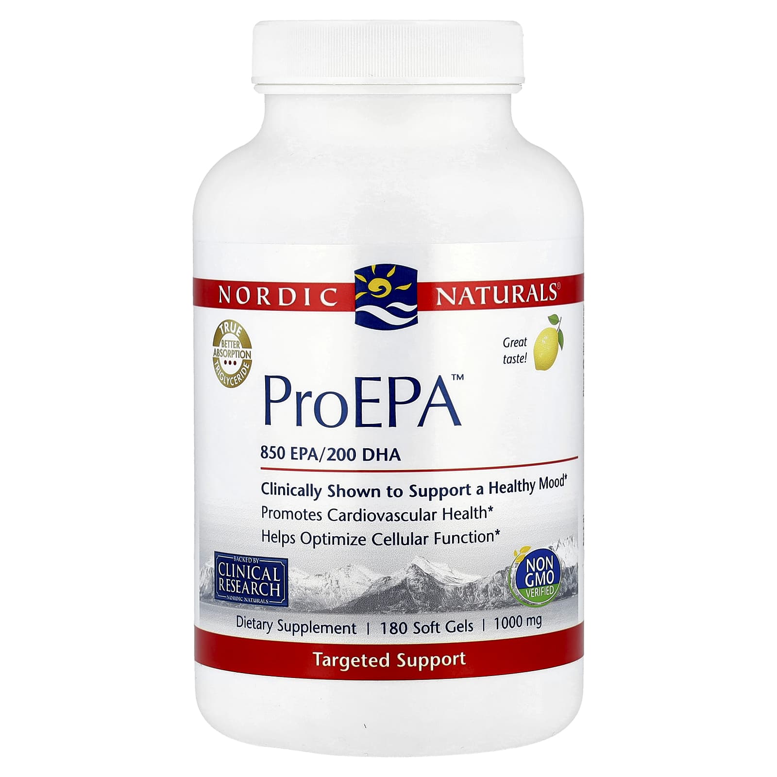 Nordic Naturals, ProEPA™, Lemon, 180 Soft Gels - Image 1