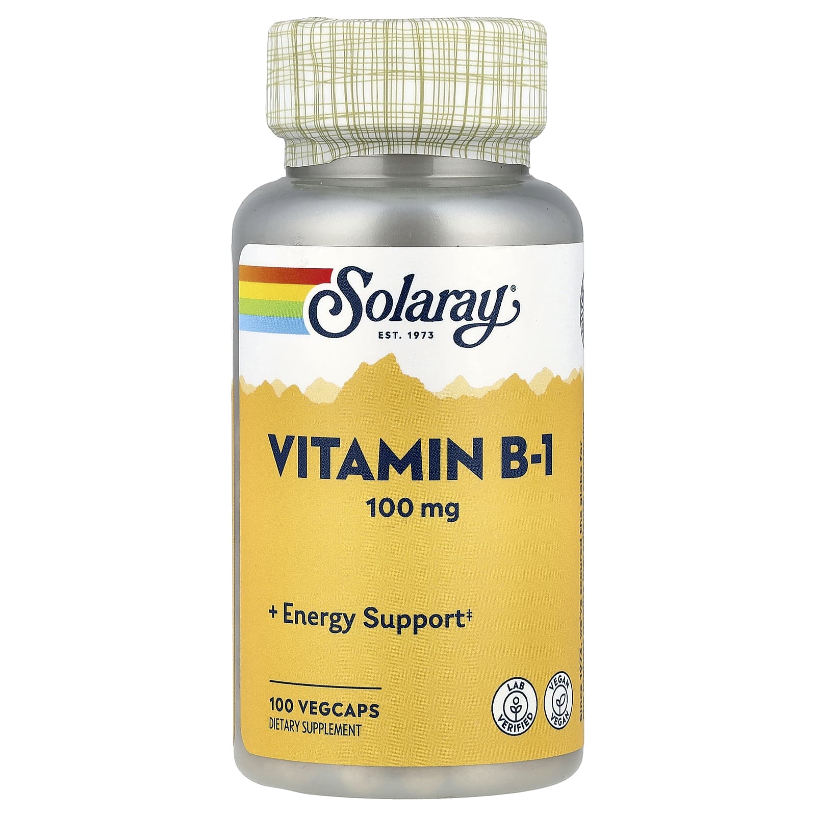 Solaray, Vitamin B-1, 100 mg, 100 VegCaps - Image 1
