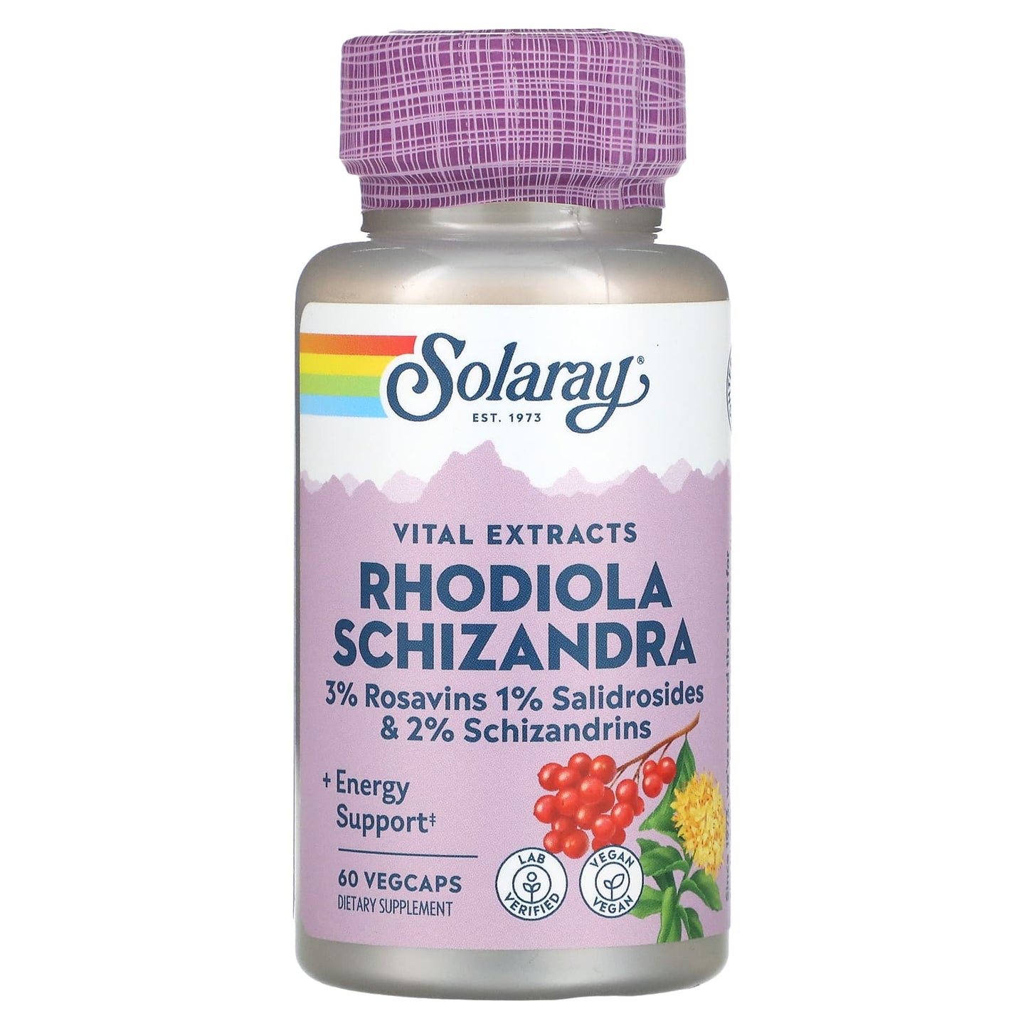 Solaray, Rhodiola Schizandra Vital Extracts, 60 VegCaps - Image 1