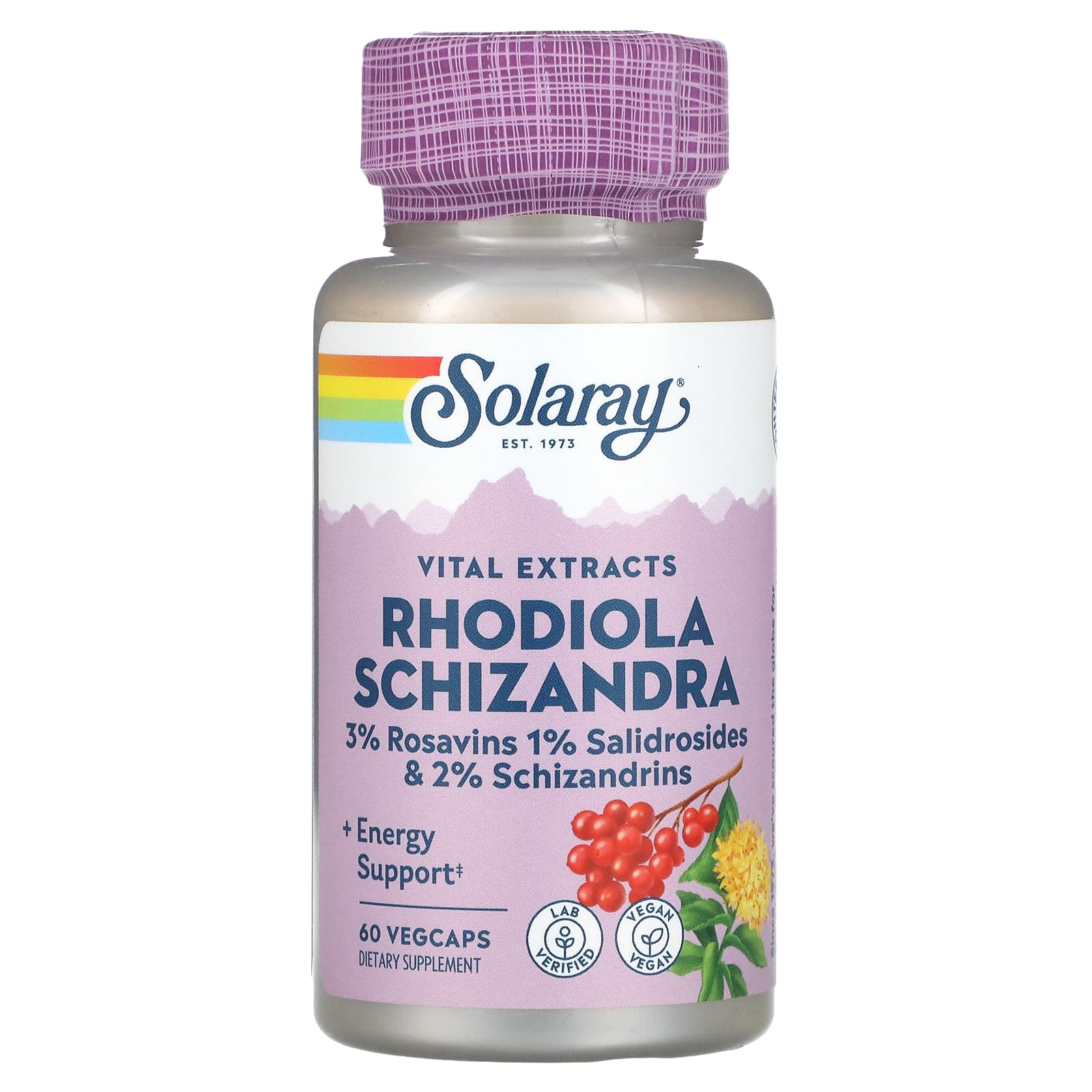 Solaray, Rhodiola Schizandra Vital Extracts, 60 VegCaps - Image 1