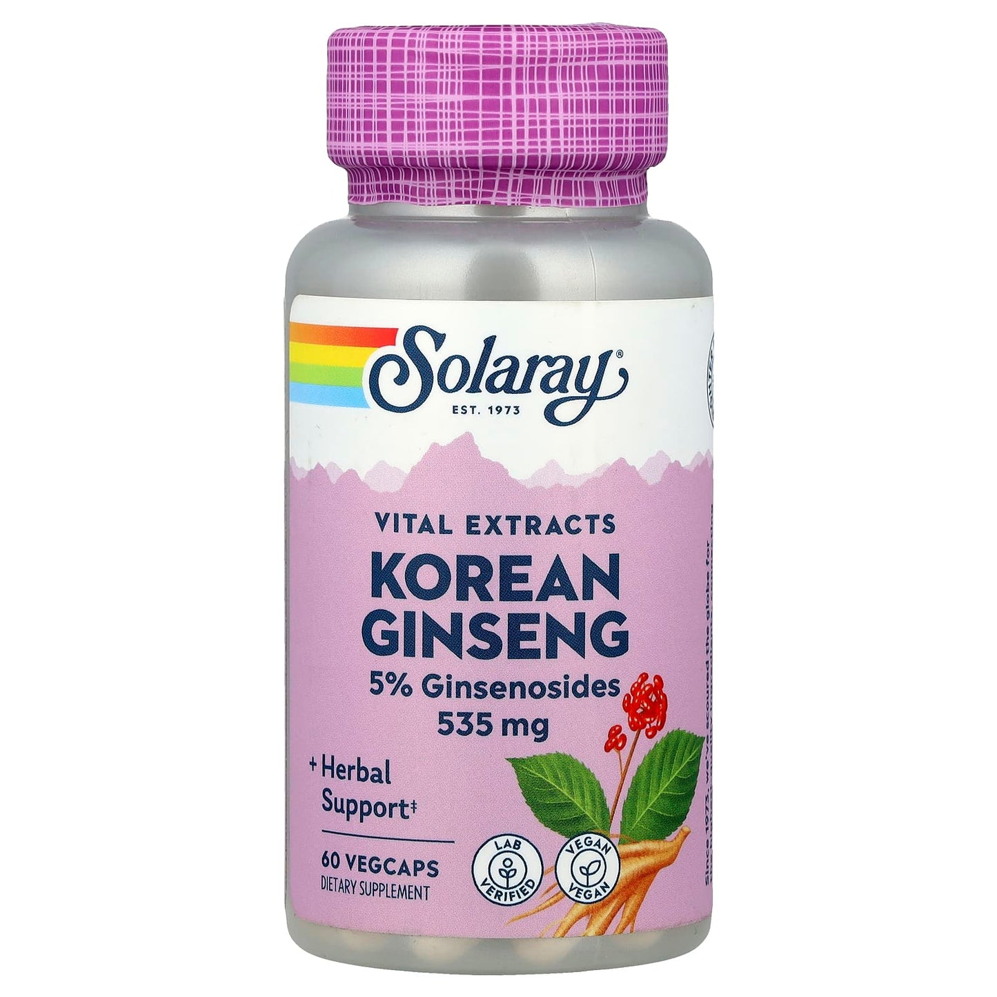 Solaray, Vital Extracts, Korean Ginseng, 535 mg, 60 Vegcaps - Image 1