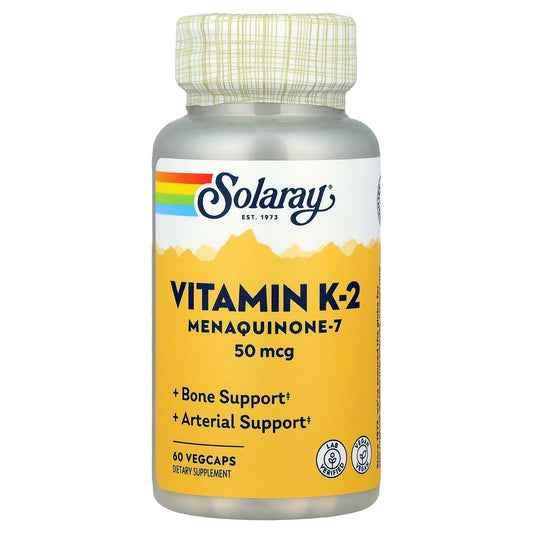 Solaray, Vitamin K-2 Menaquinone-7, 50 mcg, 60 VegCaps - Image 1
