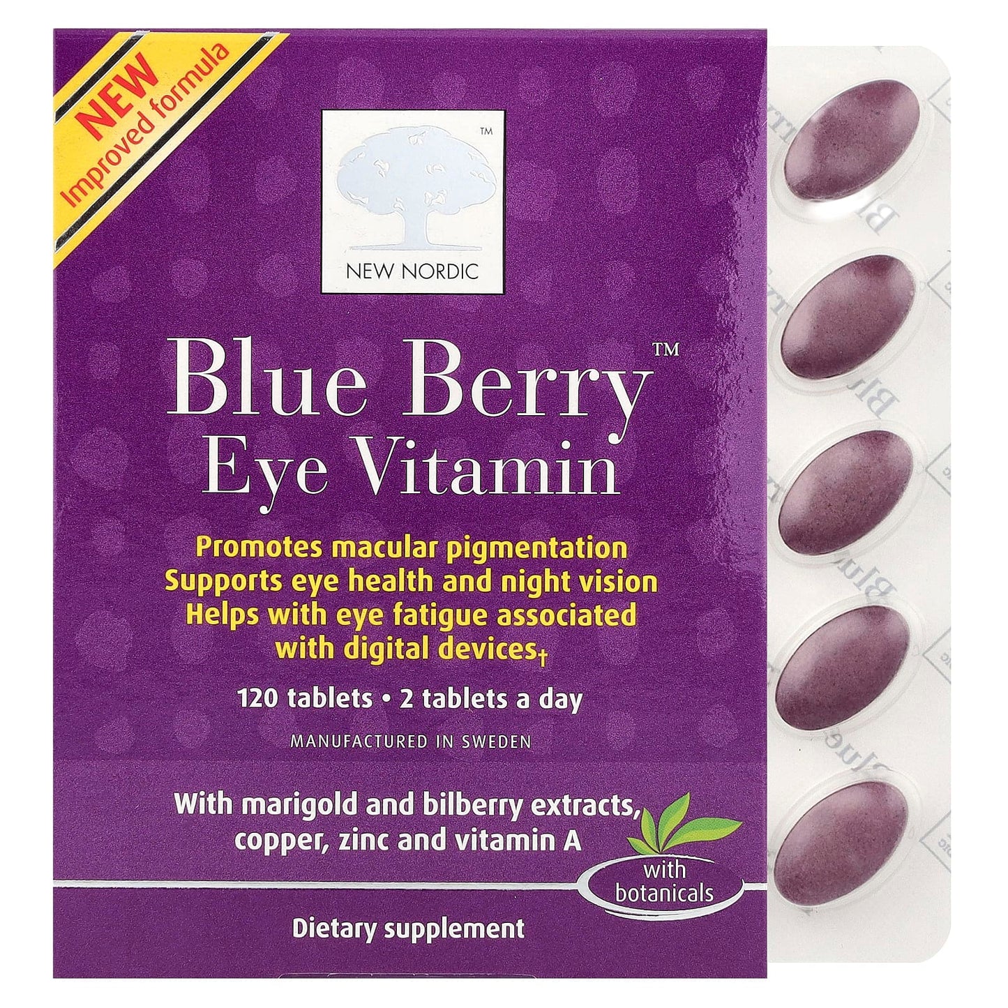 New Nordic, Blue Berry™ Eye Vitamin , 120 Tablets - Image 1