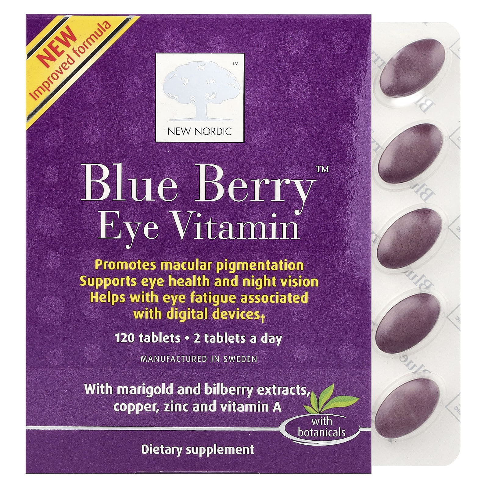 New Nordic, Blue Berry™ Eye Vitamin , 120 Tablets - Image 1