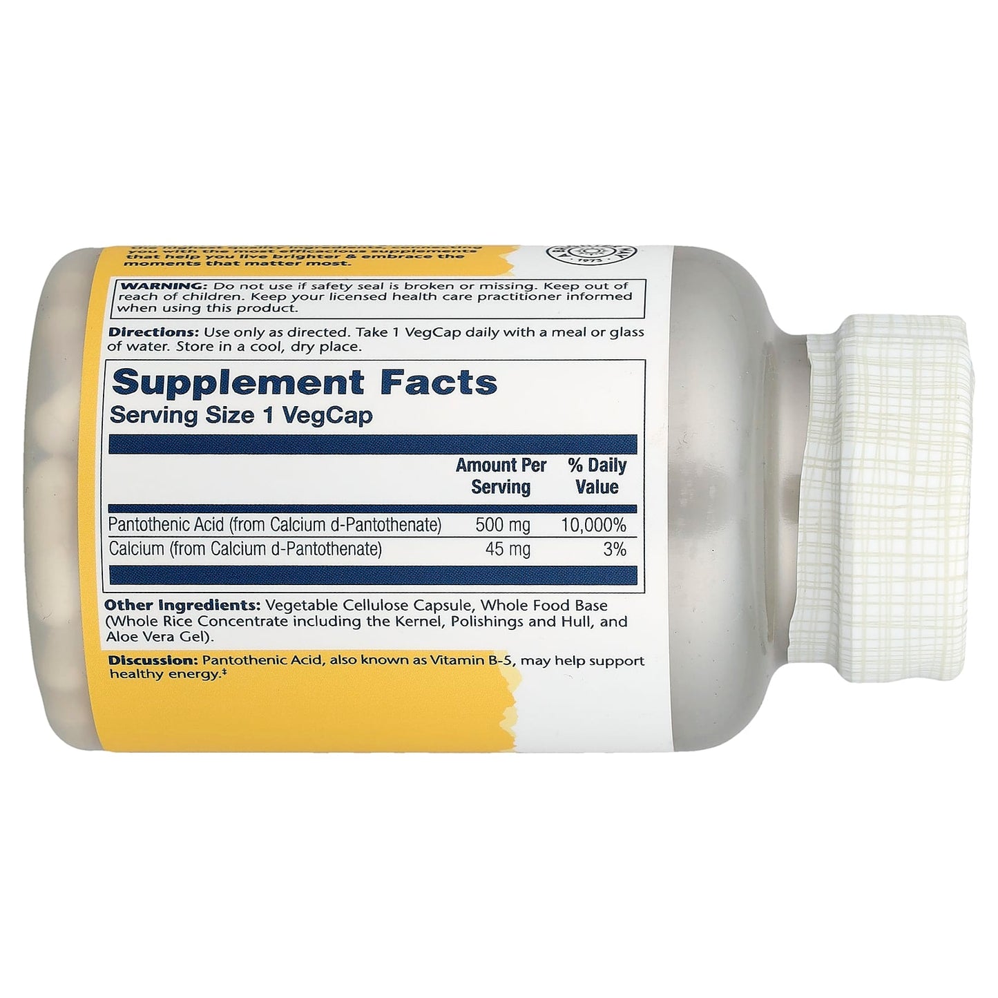 Solaray, Pantothenic Acid, 100 VegCaps - Image 2