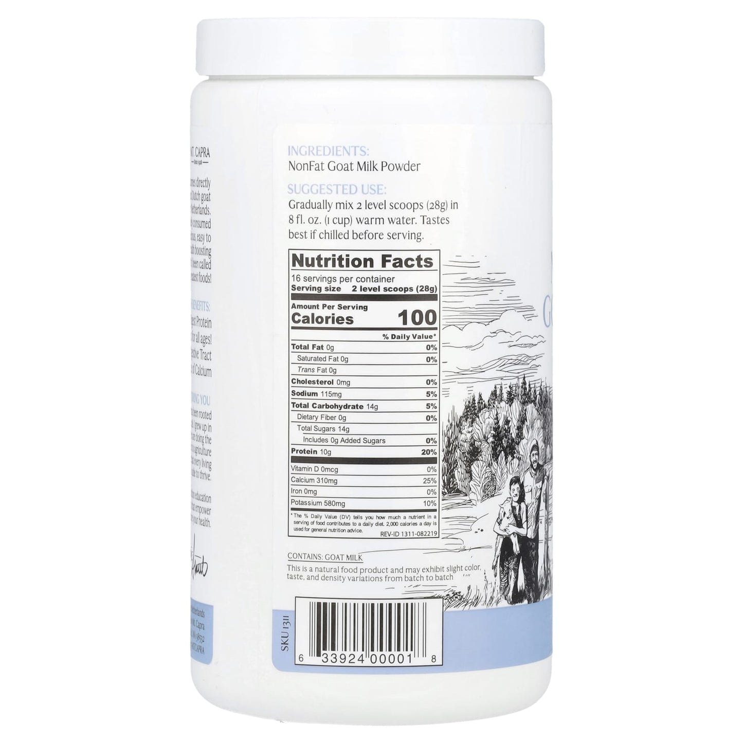 Mt. Capra, Nonfat Goat Milk, 1 lb (453 g) - Image 2