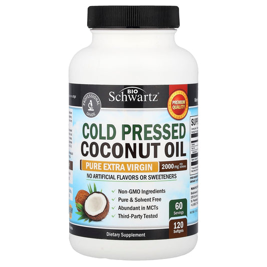 Pure Extra Virgin Coconut Oil Softgels by BioSchwartz - 120 Count - Image 1