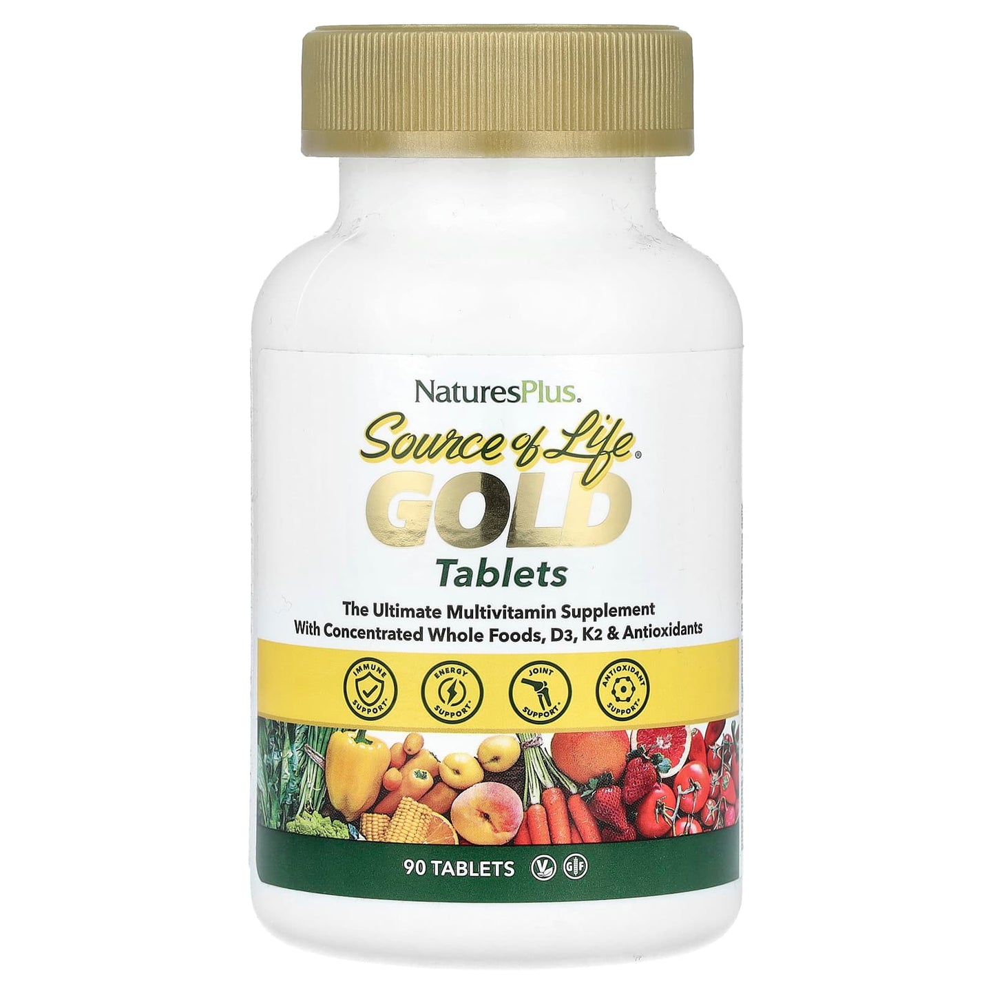 NaturesPlus, Source of Life®, Gold, The Ultimate Multivitamin Supplement, 90 Tablets - Image 1