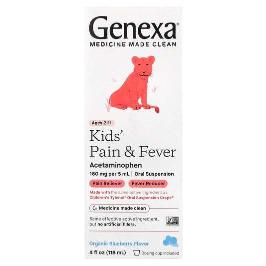 Genexa Organic Kids' Pain & Fever Relief 160mg, 4 fl oz - Image 1