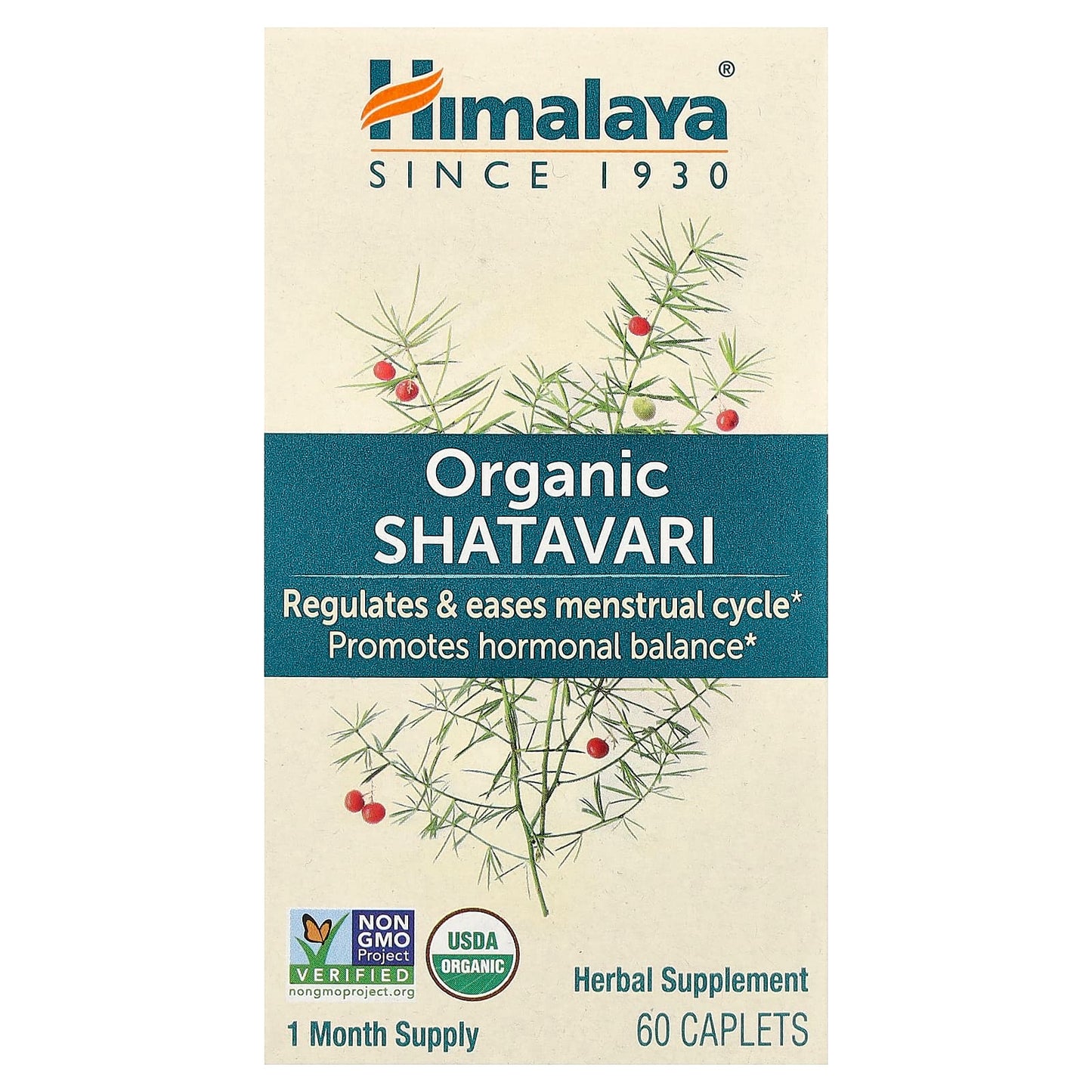Himalaya Organic Shatavari, 60 Caplets for Menstrual Balance - Image 1