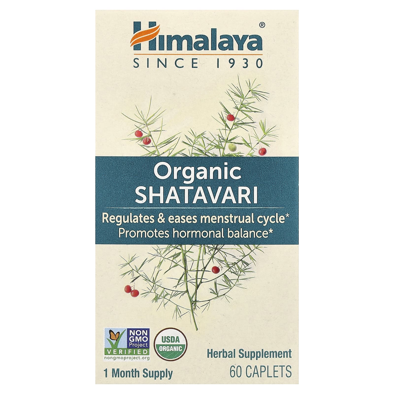 Himalaya Organic Shatavari, 60 Caplets for Menstrual Balance - Image 1
