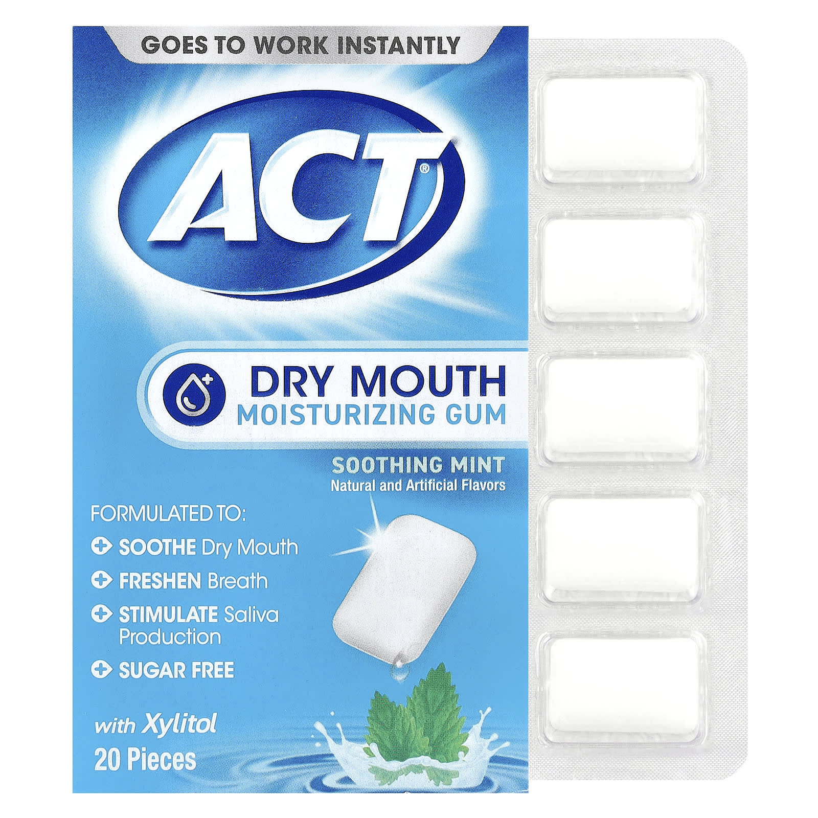 Act Dry Mouth Moisturizing Gum with Xylitol & Soothing Mint - Image 1