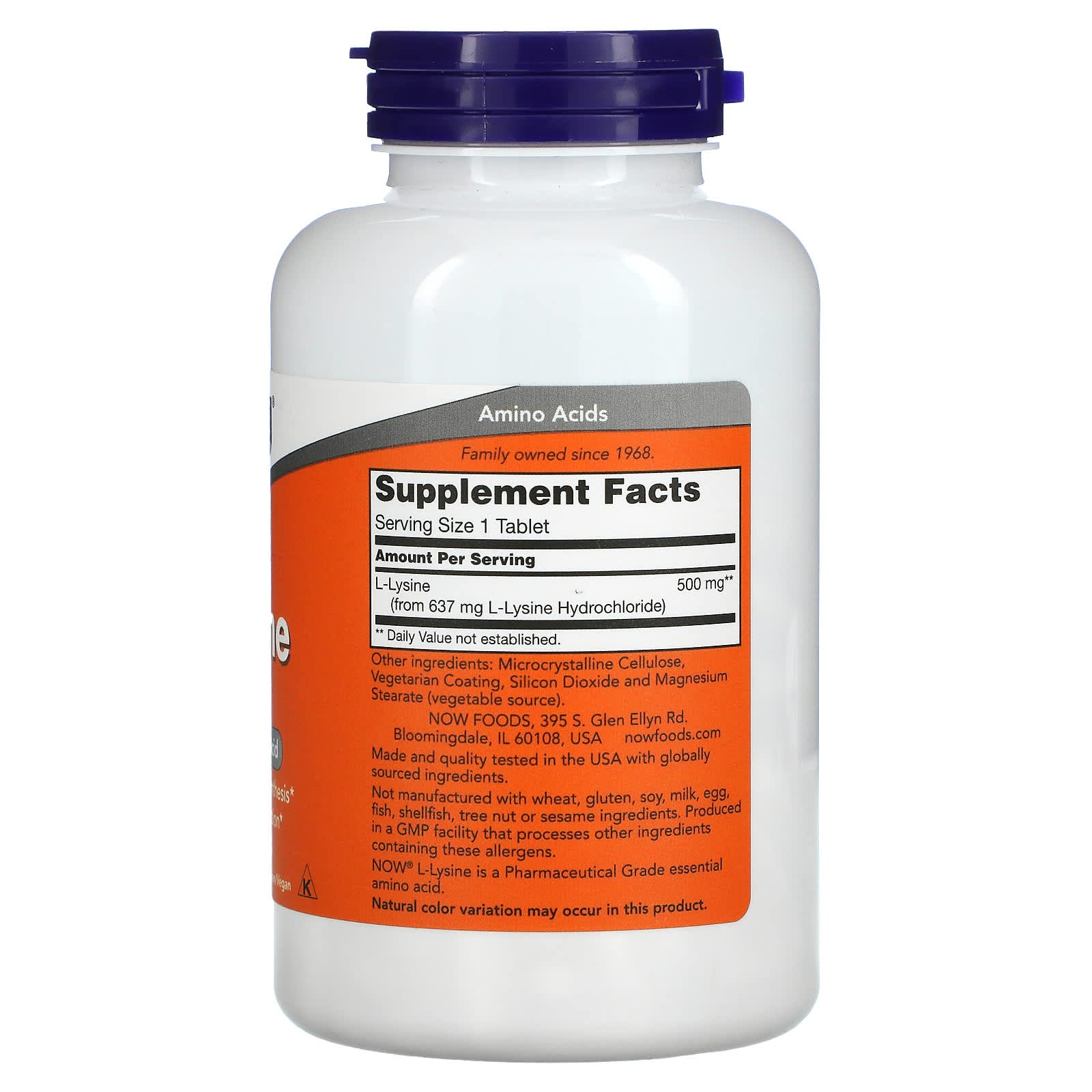 NOW Foods, L-Lysine, 500 mg, 250 Tablets - Image 2