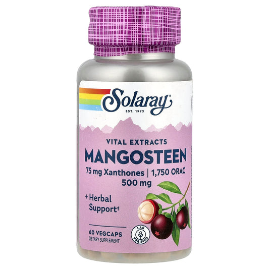 Solaray, Vital Extracts, Mangosteen, 500 mg, 60 VegCaps - Image 1