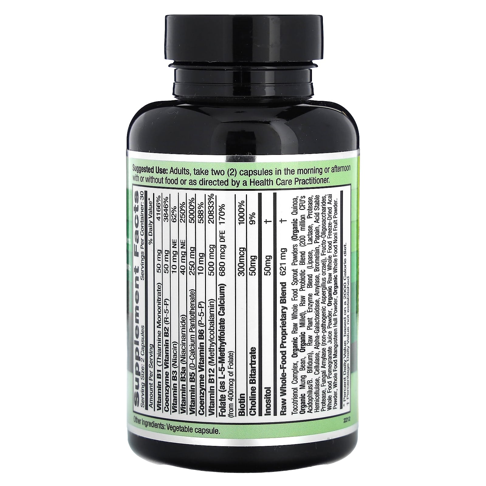 Emerald Laboratories B-Healthy CoEnzymated B Vitamins & Methyl Folate - 60 Veg Caps - Image 2