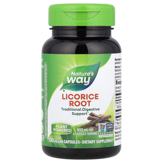 Nature's Way, Licorice Root, 100 Vegan Capsules (450 mg per Capsule) - Image 1