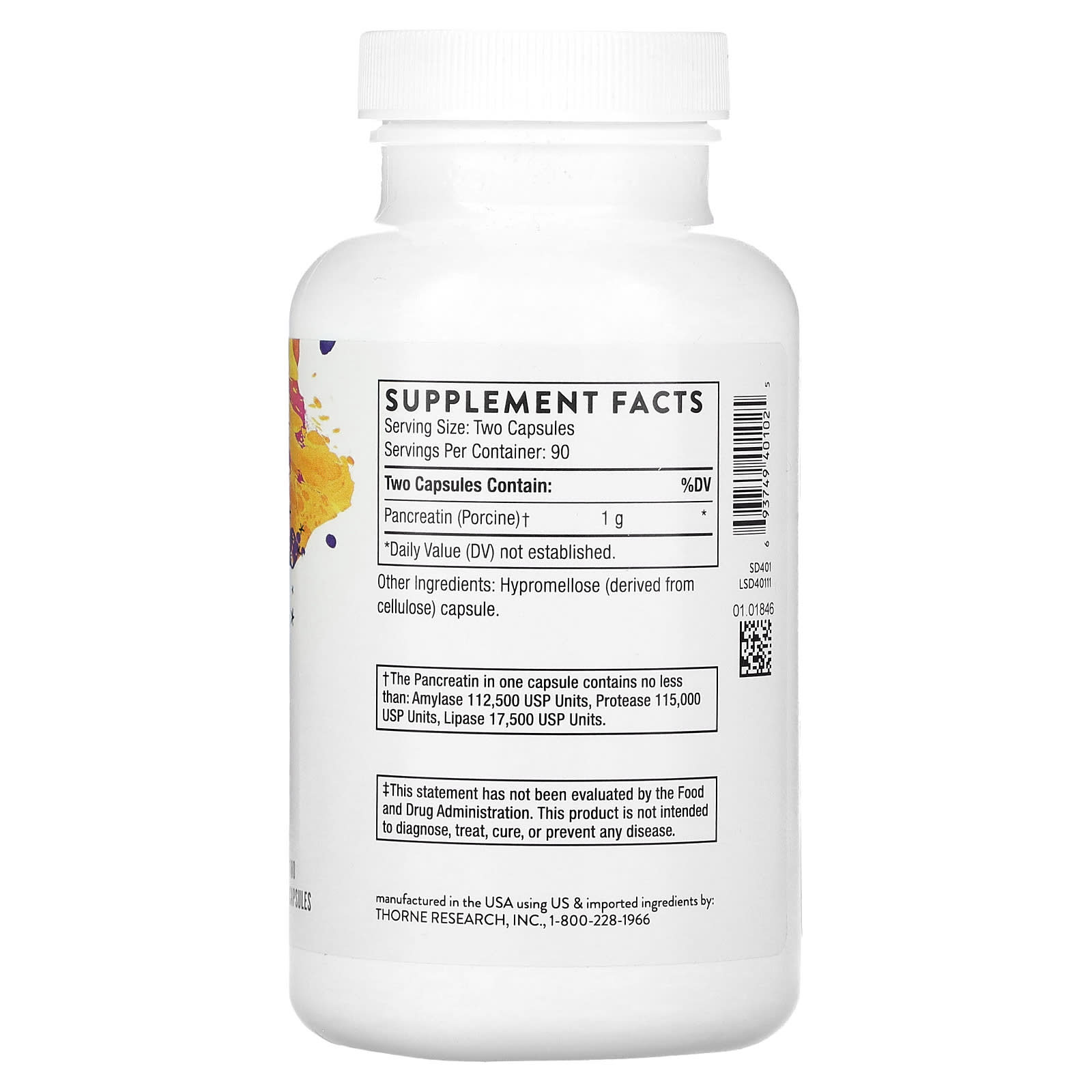 Thorne, Pancreatic Enzymes, 180 Capsules (500 mg per Capsule) - Image 2
