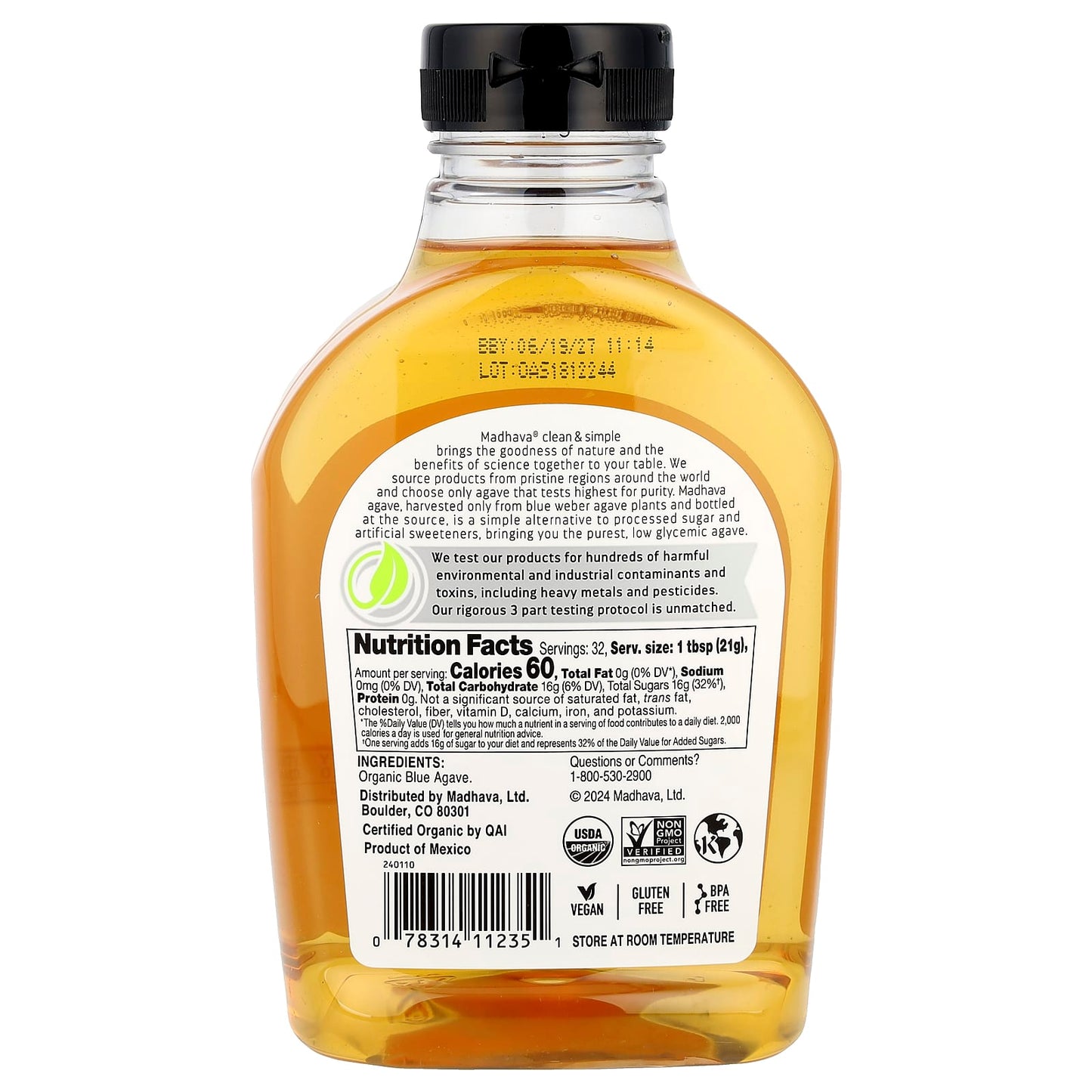 Madhava, Organic Light Agave, 23.5 oz (667 g) - Image 2