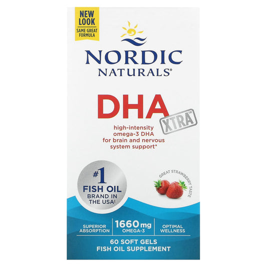 Nordic Naturals, DHA Xtra, Strawberry, 60 Soft Gels - Image 1