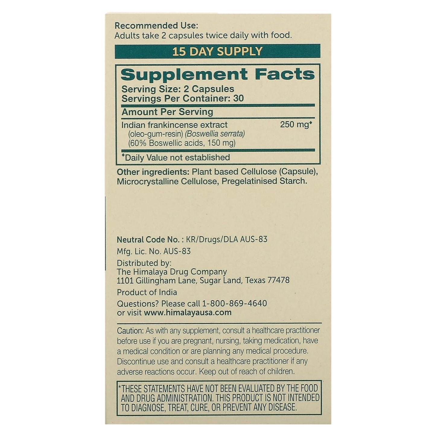 Himalaya Boswellia 60 Capsules for Joint Flexibility & Wellness - Image 2