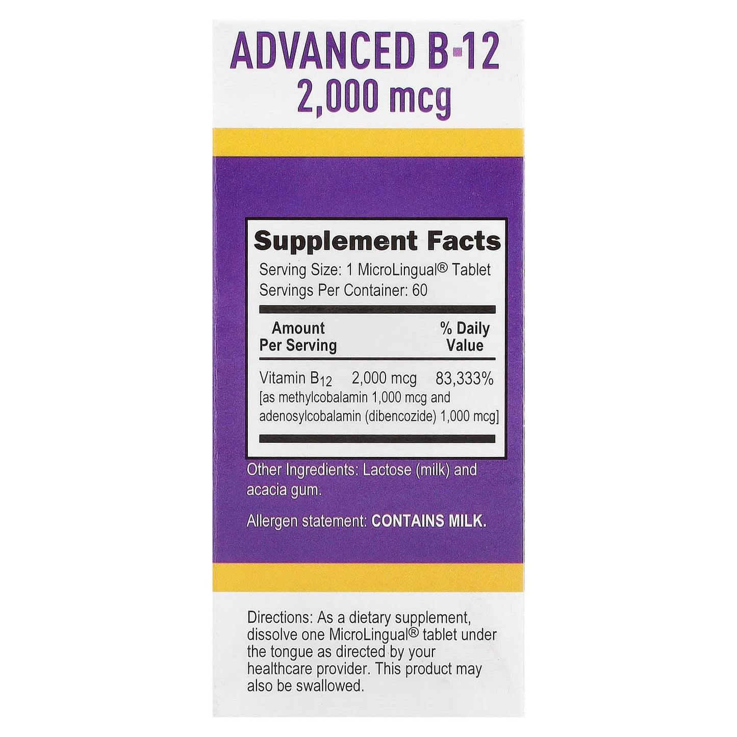 Superior Source, Advanced B-12, 2,000 mcg, 60 MicroLingual® Instant Dissolve Tablets - Image 2