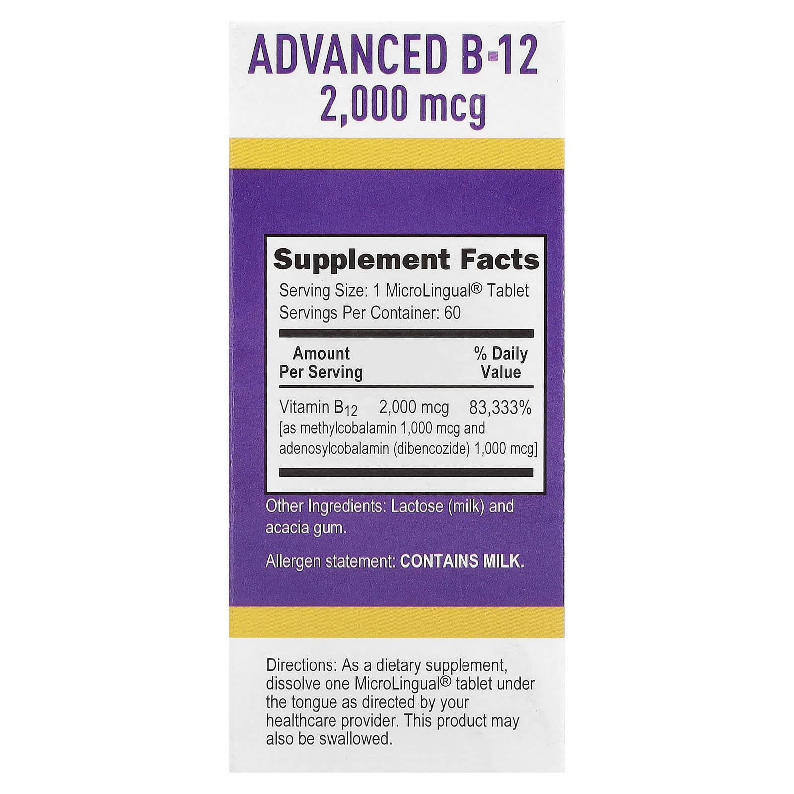Superior Source, Advanced B-12, 2,000 mcg, 60 MicroLingual® Instant Dissolve Tablets - Image 2