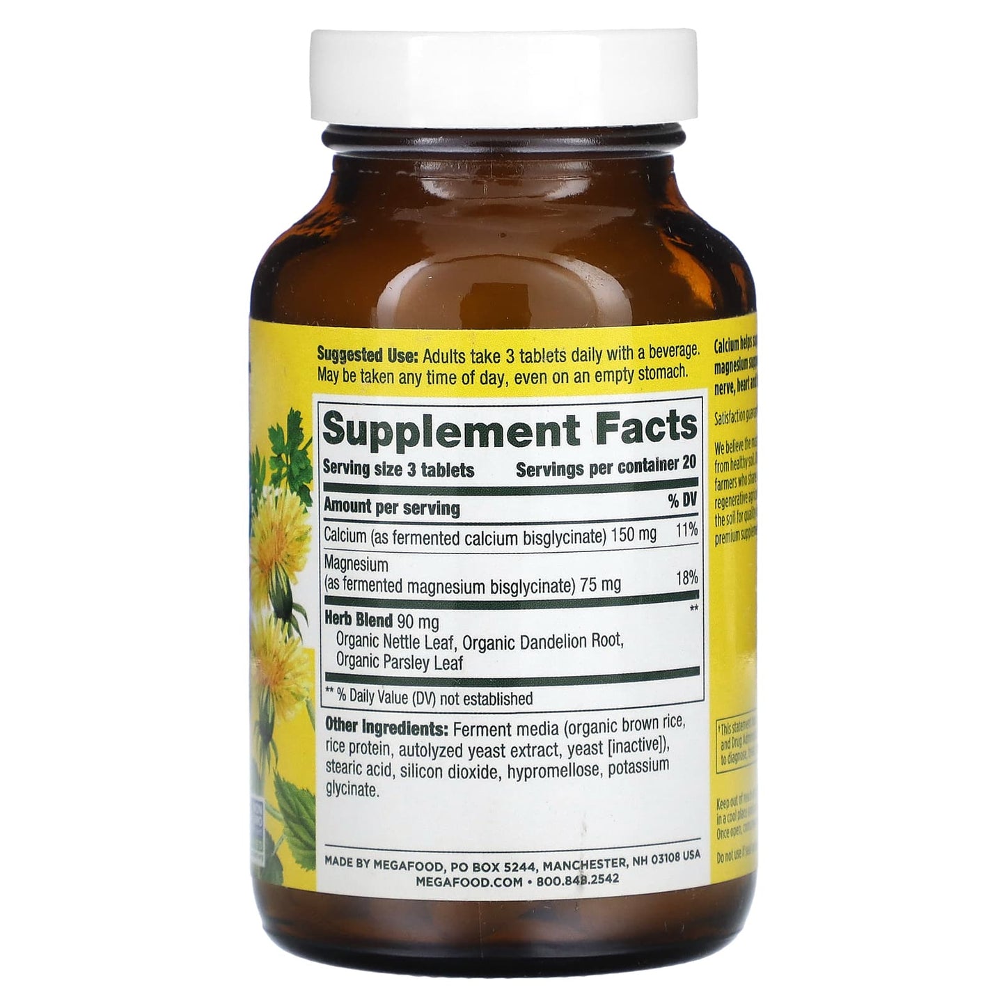 MegaFood, Calcium & Magnesium,  60 Tablets - Image 2