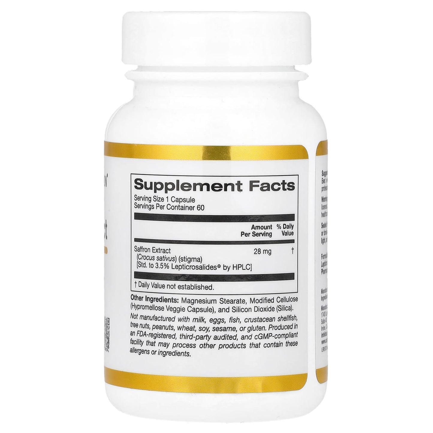 California Gold Nutrition Saffron Extract with Affron for Mood Support 60 Veggie Capsules - Image 2