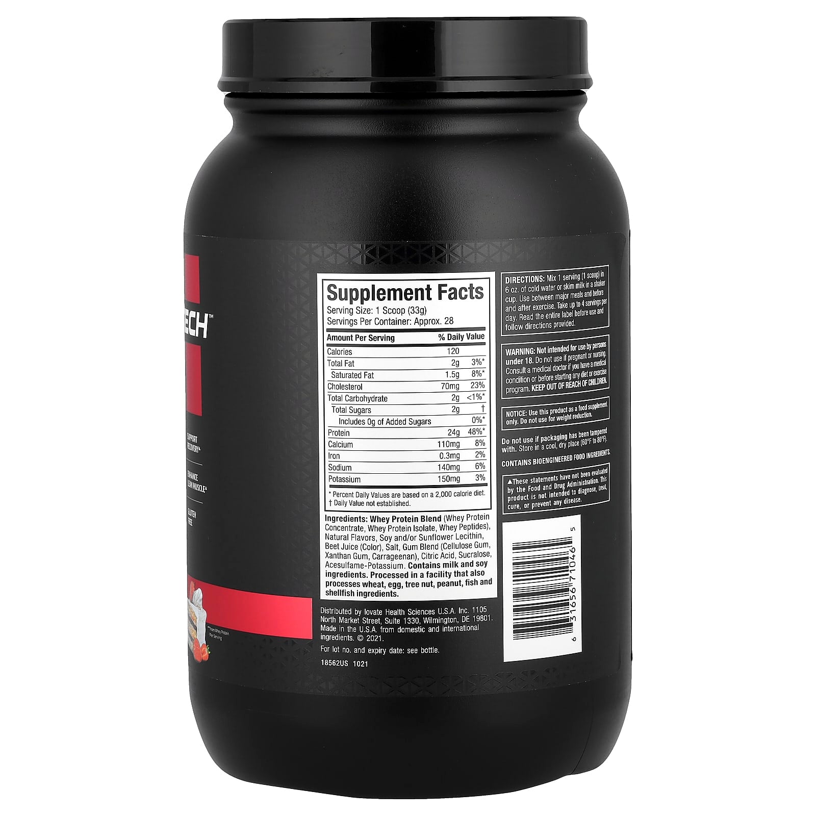 MuscleTech, Nitro-Tech® 100% Whey Gold, Strawberry Shortcake, 2 lbs (907 g) - Image 2