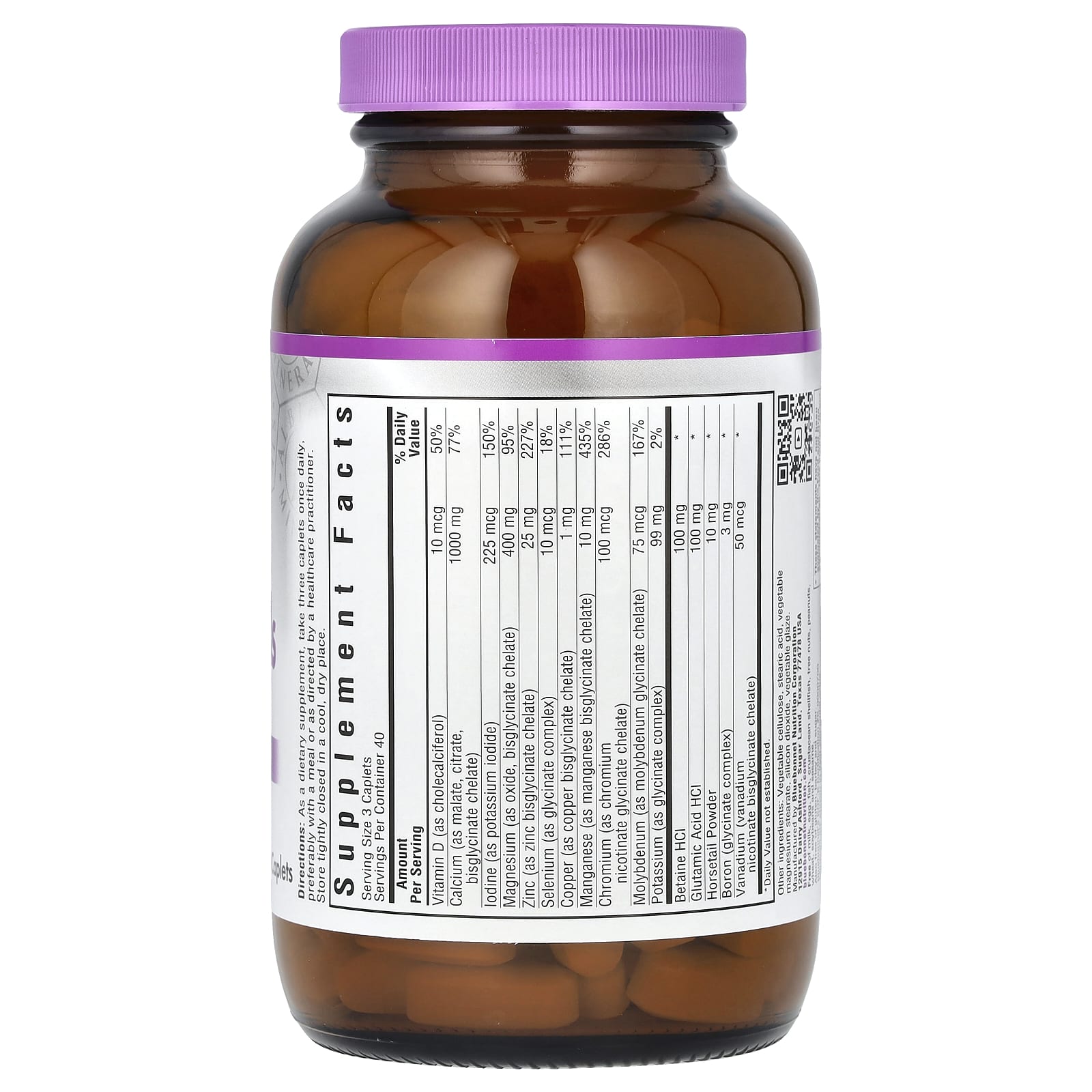 Bluebonnet Nutrition Chelated Multiminerals Supplement - Iron Free, 120 Caplets - Image 2