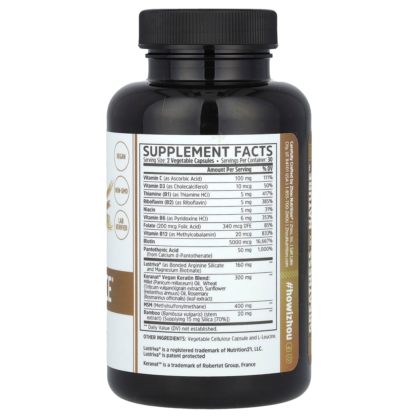 Zhou Nutrition, Hairfluence®, 60 Veggie Capsules - Image 2