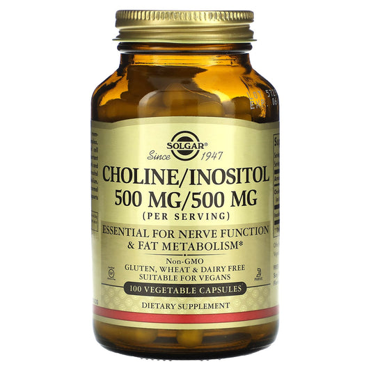 Solgar, Choline/Inositol, 100 Vegetable Capsules - Image 1