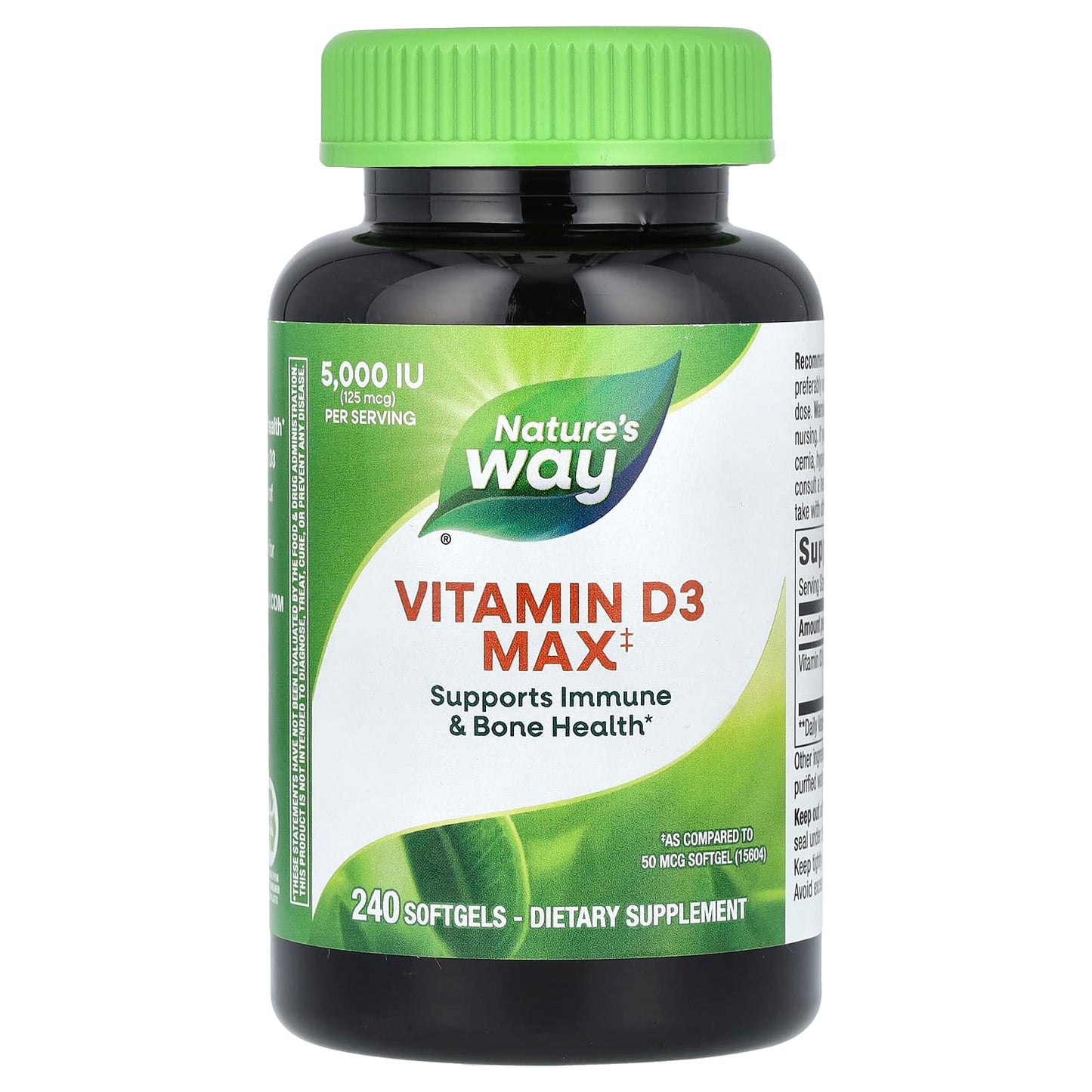 Nature's Way, Vitamin D3 Max, 125 mcg (5,000 IU), 240 Softgels - Image 1
