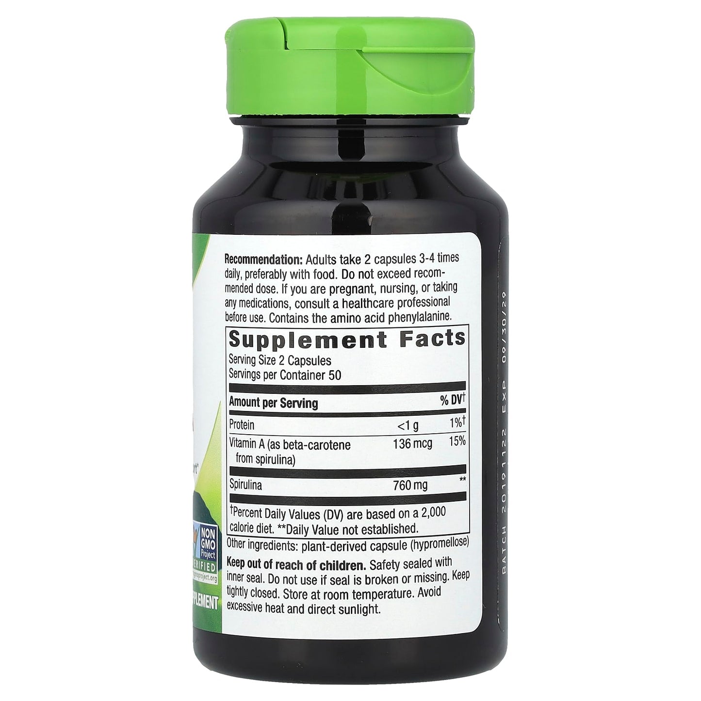 Nature's Way, Spirulina Micro-Algae, 100 Vegan Capsules - Image 2