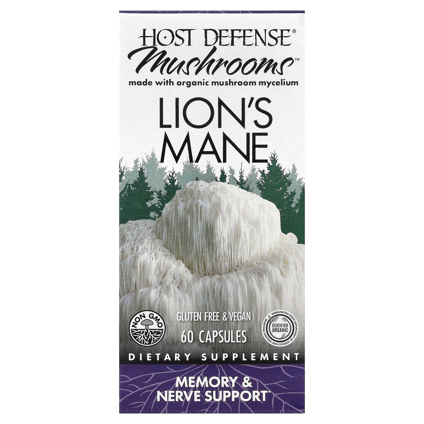 Lion's Mane Capsules for Memory & Nerve Support by Host Defense - Image 1
