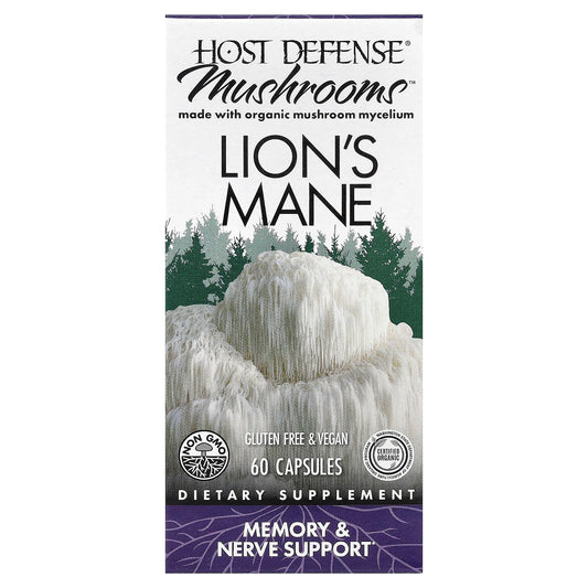 Lion's Mane Capsules for Memory & Nerve Support by Host Defense - Image 1