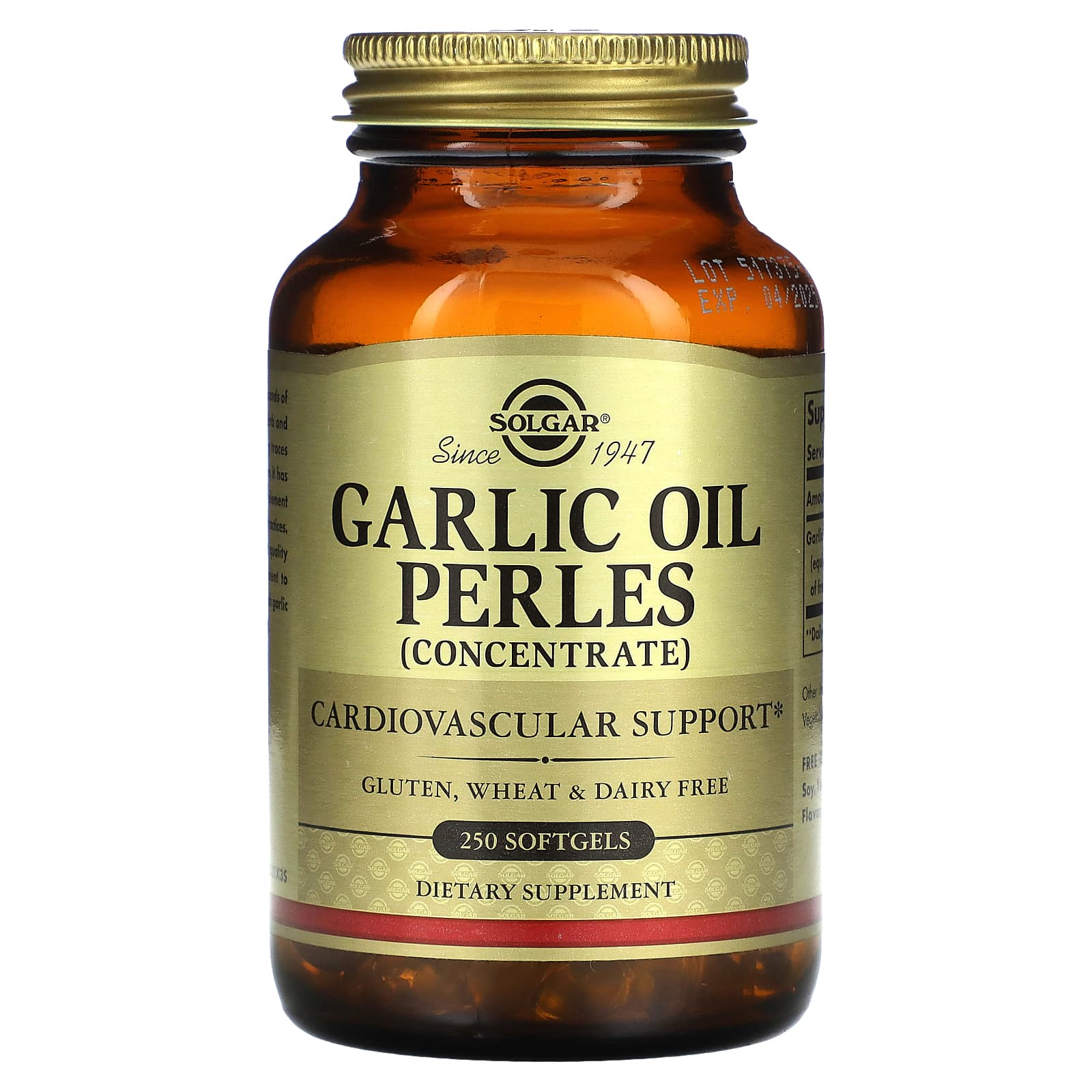 Solgar, Garlic Oil Perles, Concentrate, 250 Softgels (1 mg per Softgel)