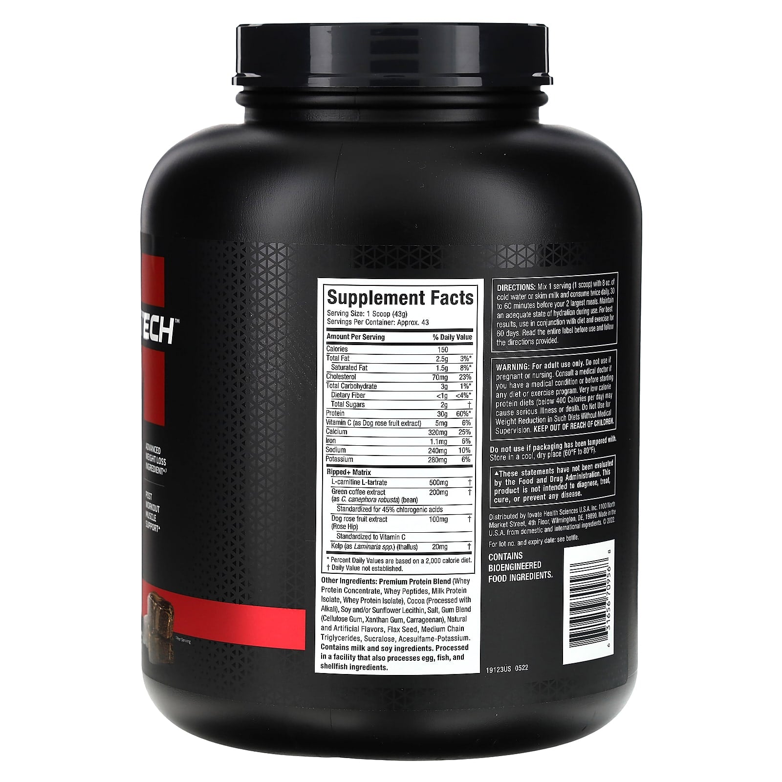 MuscleTech, Nitro-Tech® Ripped, Lean Protein + Weight Loss, Chocolate Fudge Brownie, 4.01 lbs (1.82 kg) - Image 2