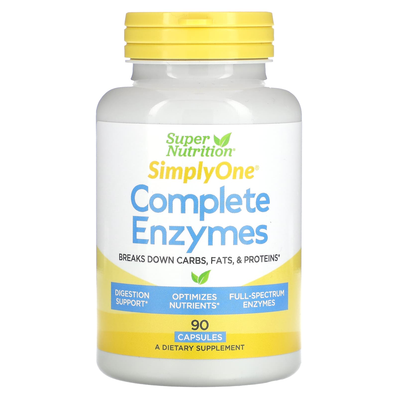 Super Nutrition, SimplyOne®, Complete Enzymes with Betaine HCl, Ox Bile Extract, Full-Spectrum Enzymes, and Bromelain, 90 Capsules
